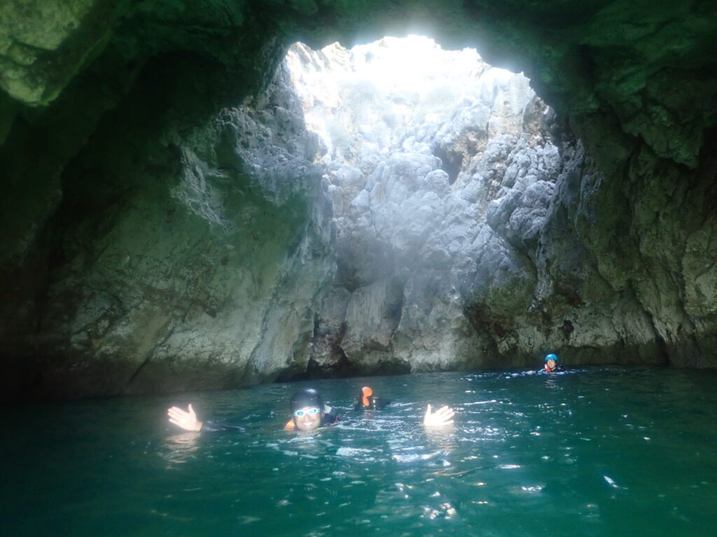 Coasteering includes swimming along the coast and caves!