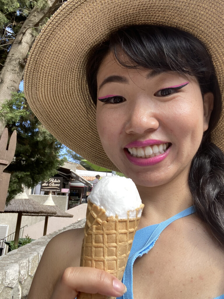 woman eating the best gelato in venice