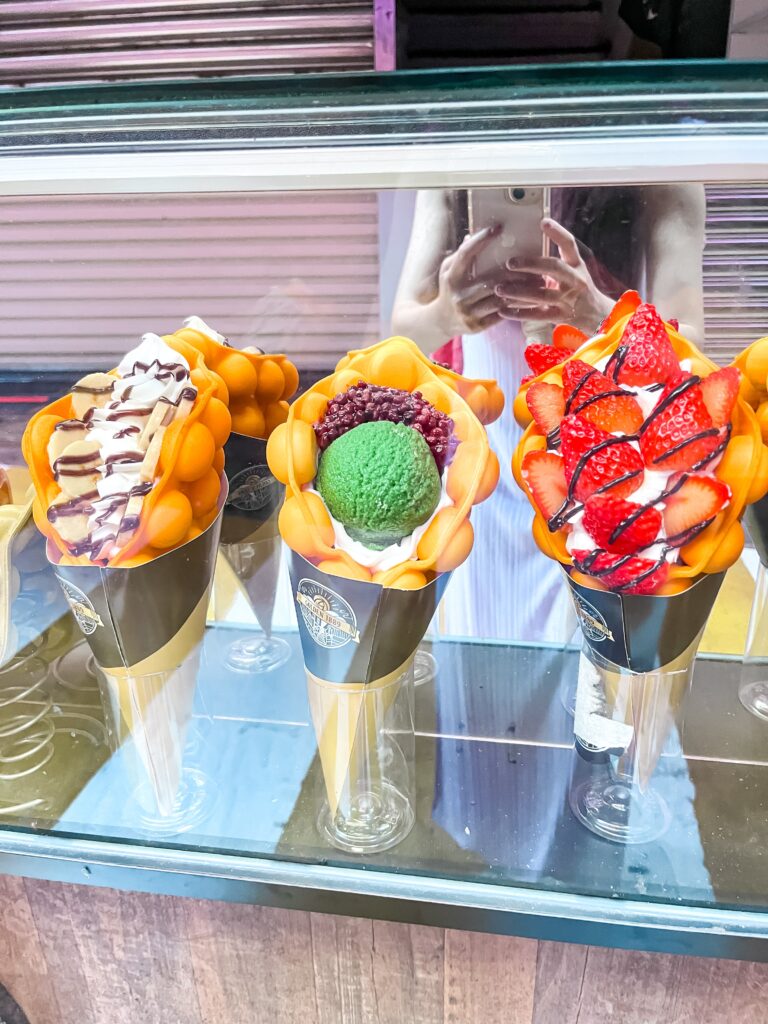 Waffle with Matcha Ice Cream and Red Bean at Jiufen, Taiwan