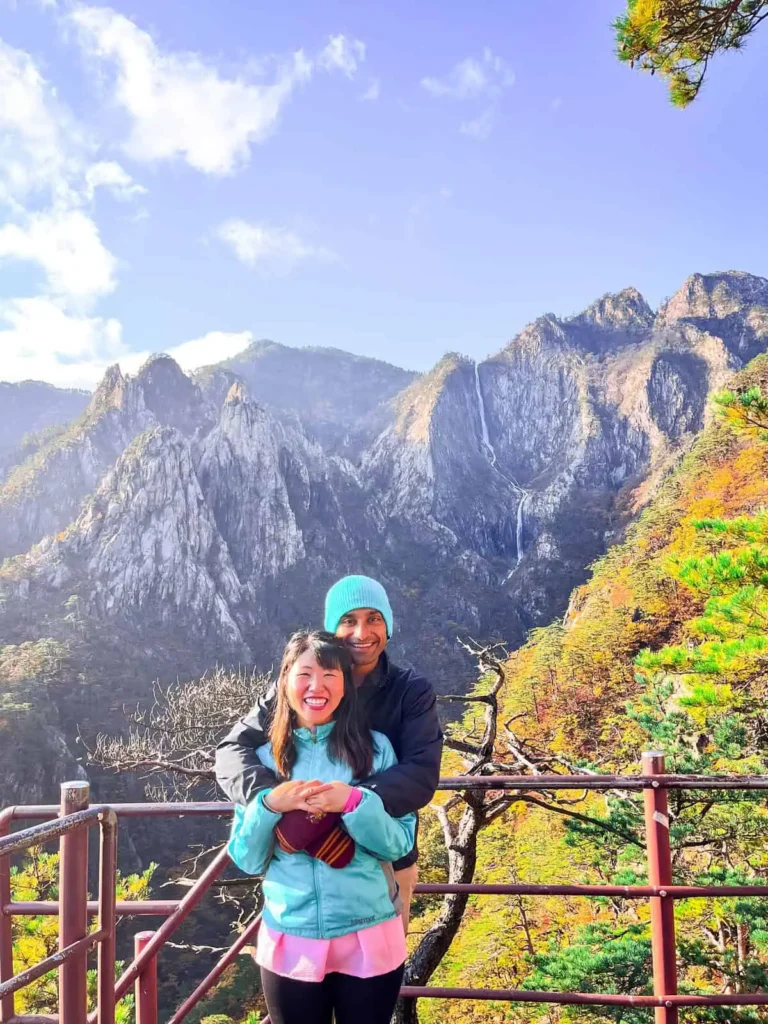 Jade and Deeshen at Towangseong Falls, Seoraksan National Park