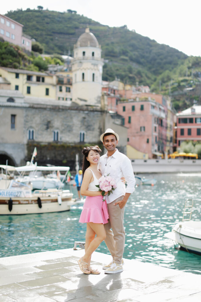 Deeshen and Jade enjoying the scenic beauty near Cinque Terre, Italy.