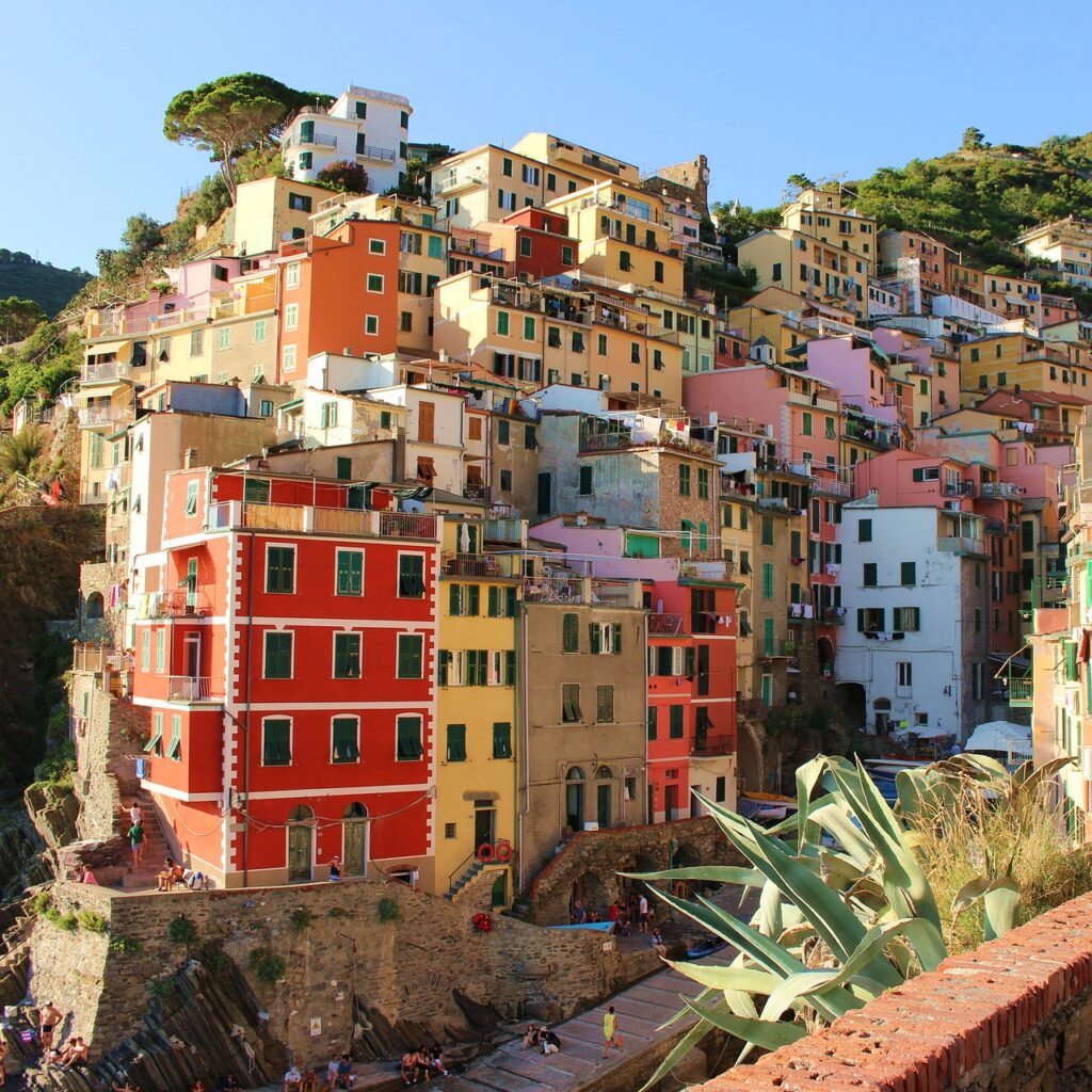 Stunning view of Riomaggiore, a charming coastal village in Cinque Terre, Italy.