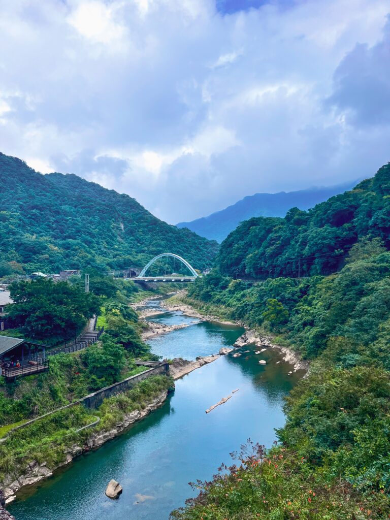 view from famous bridge near HuoTong Cat Village, Taiwan, Ruisan Coal Transportation Bridge