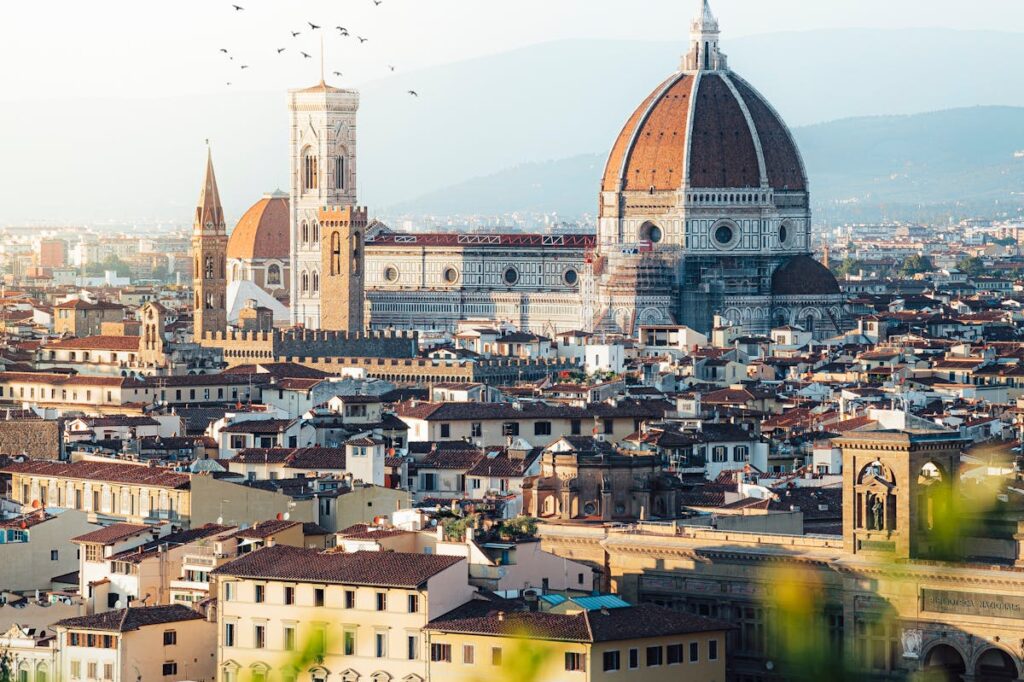 View of Florence viewpoint from above, the streets look uncrowded as this article covers the best day of the week to visit Florence